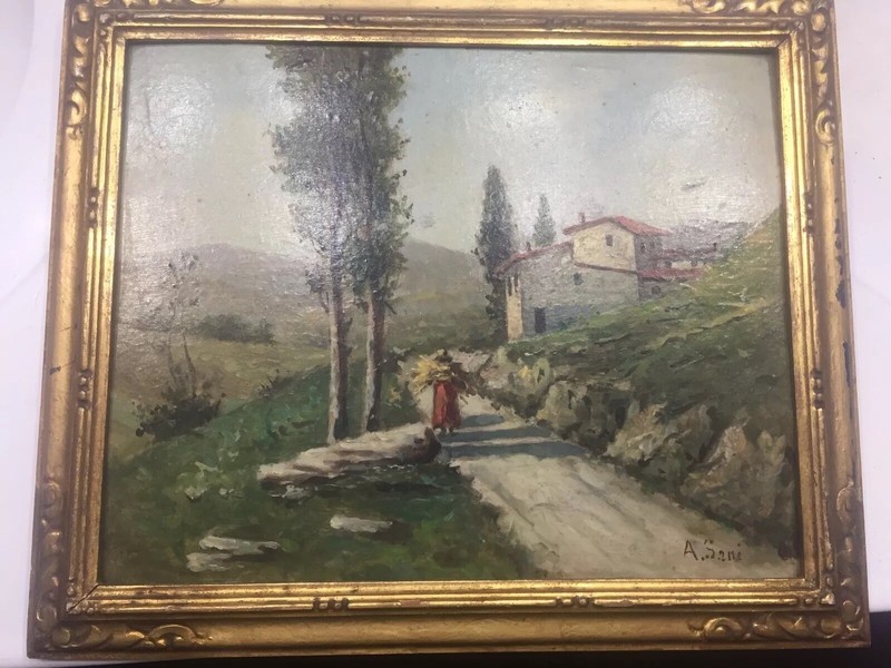 Alessandro SANI - Farm Scene - Oil on Board - Signed - Listed Artist