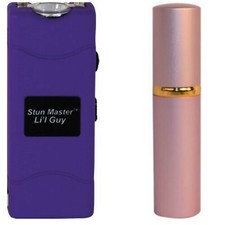 Stun Gun Pepper Spray Combo LIL GUY Pepper Shot Rechargeable Women Self Defense