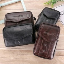 Men Cowhide Leather Phone Holder Waist Belt Wallet Running Pouch Holster Case UK