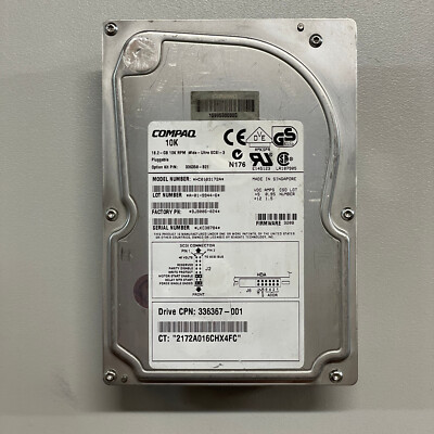 Compaq 18.2GB 3.5'' Ultra SCSI-3 HDD 10K RPM 8MB Cache HC0183172A 9J9006-024