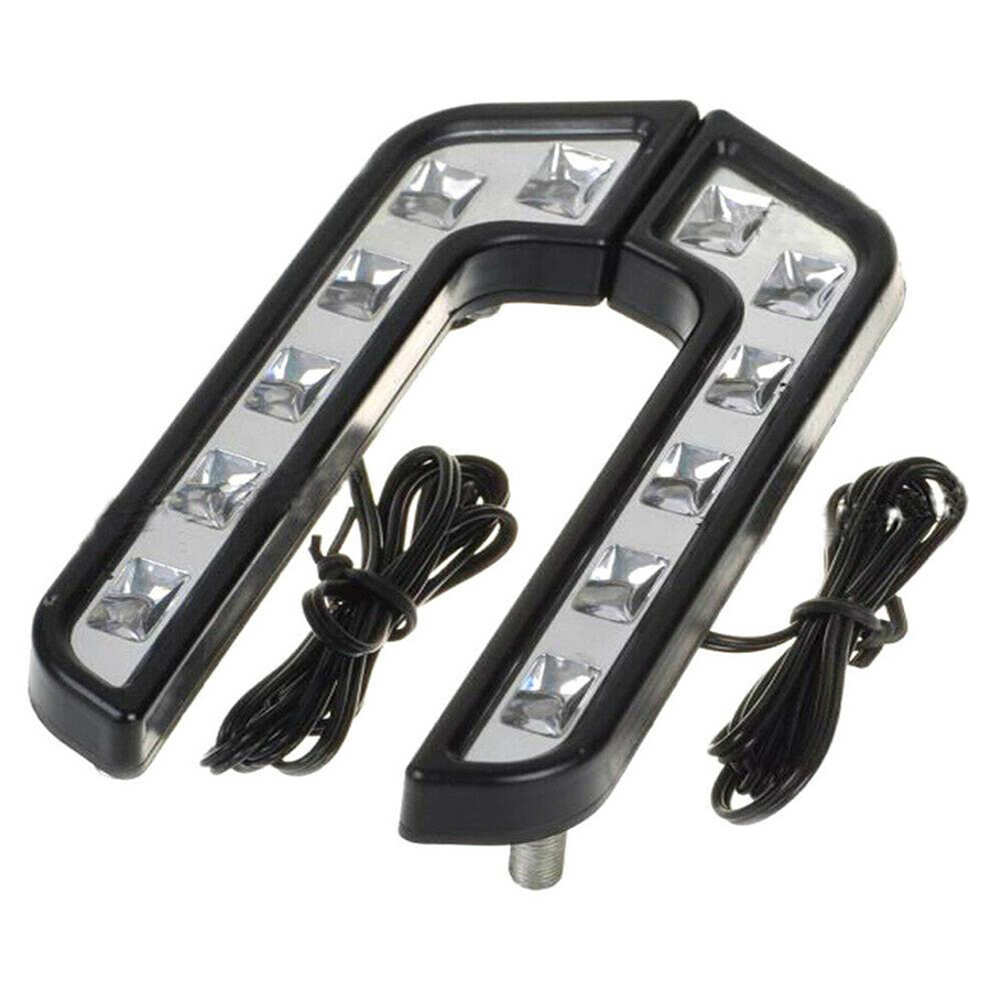 L Shaped Car Front Bumper 6 LED Daytime Running Lights Super Bright Fog Lamps