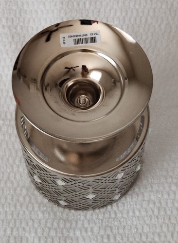 Bath and Body Works Gem Pedestal 3-Wick Candle Holder Silver Geometric Design - Picture 4 of 4