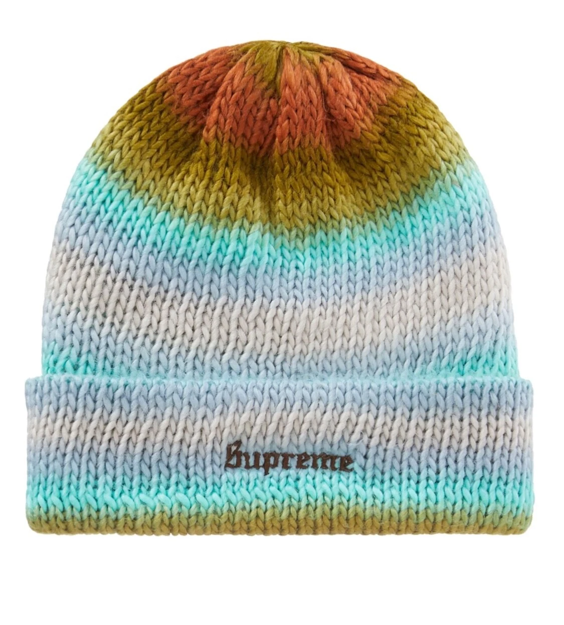 Bonnet homme olive DS FW22 AUTHENTIQUE Supreme NY rayure ombre tricot doux neuf avec étiquette