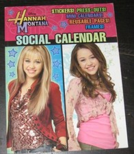 2007 never used! Hannah Montana SOCIAL CALENDAR Miley Cyrus BOOK Stickers Frames