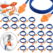 Soft Silicone Corded Ear Plugs Reusable Shooting Hearing Protection With Cord US