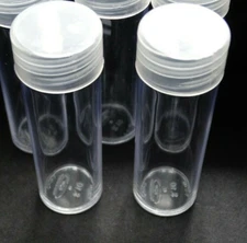 Lot of 2 BCW Dime Round Clear Plastic Coin Storage Tubes w/ Screw On Caps