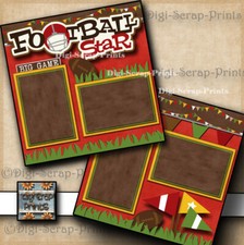 FOOTBALL 2 premade scrapbook pages printed paper piecing layout Digiscrap A0283
