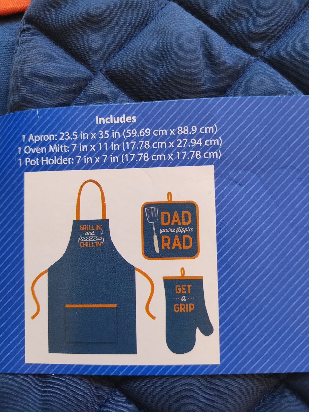 WAY TO CELEBRATE FATHER'S DAY GIFT SET, APRON, OVEN MITT, POT HOLDER, NEW