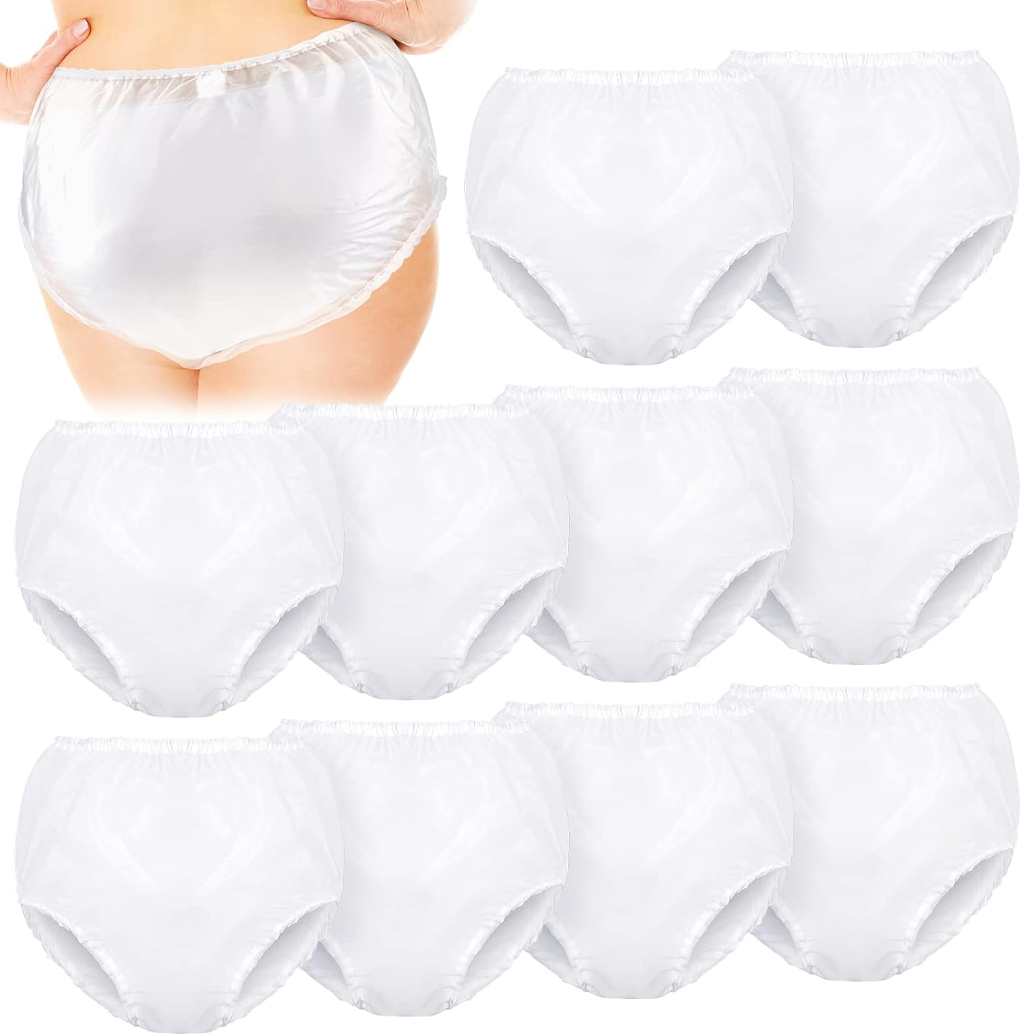 10Pcs Waterproof Incontinence Underpants Plastic Pull on Cover Pants