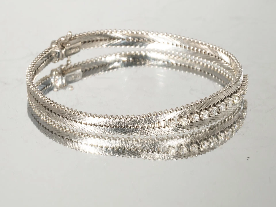 Brazalete de tenis de diamantes de oro de 18 quilates 0,5 quilates 19 gramos Carl Bucherer circa años 60 70 Foto 3 de 4