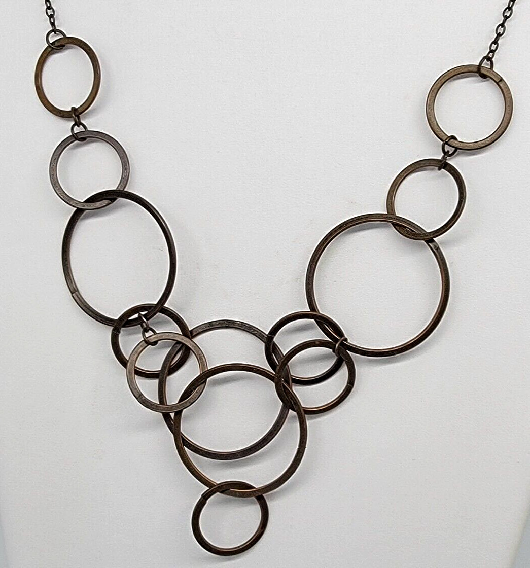 Circle Design Chain Necklace  Interlocking Brass … - image 7