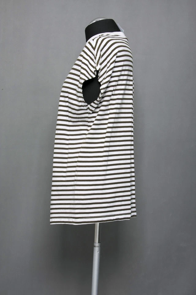 Weekday Damen T-Shirt S grün oliv gestreift Kurzarm Stehkragen Oversized - Bild 4 von 4