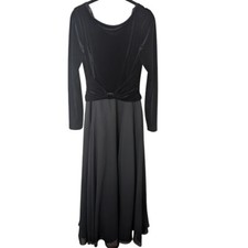 Jessica McClintock Black Velvet Maxi Dress Long Sleeve Formal Gown Size 8
