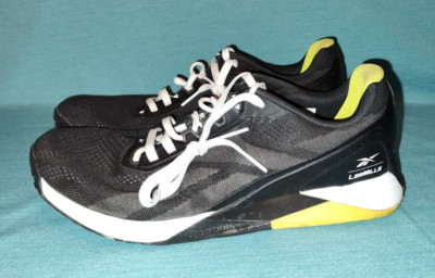 NICE USED Reebok Les Mills Nano X1 Black White Yellow Crossfit Shoes Size 14