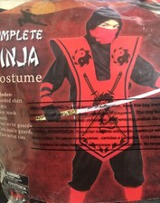 COMPLETE RED NINJA HALLOWEEN COSTUME BOYS SIZE SMALL 4-6 7 PIECE SET