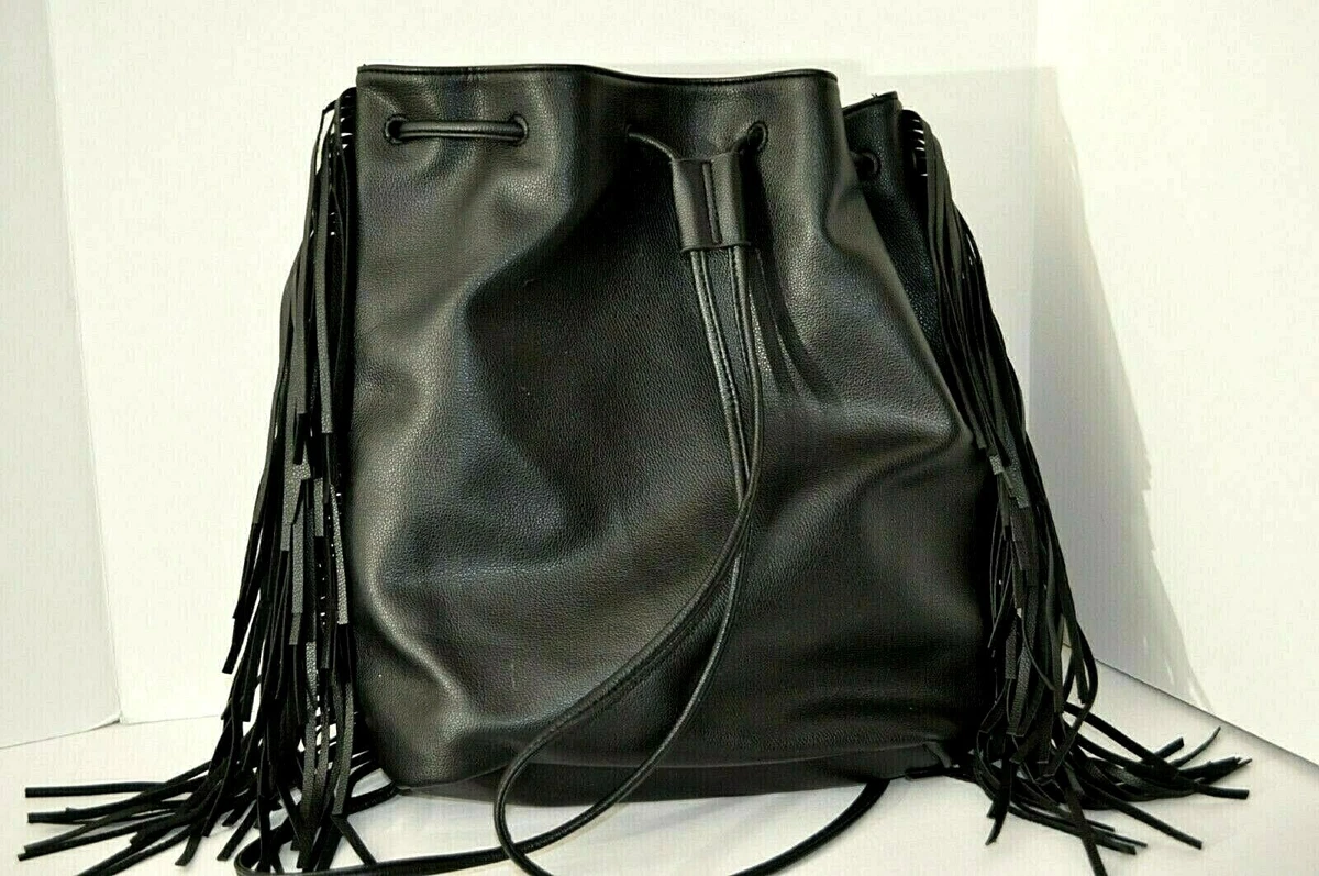 VICTORIA SECRET BACKPACK BLACK FRINGE BAG PURSE