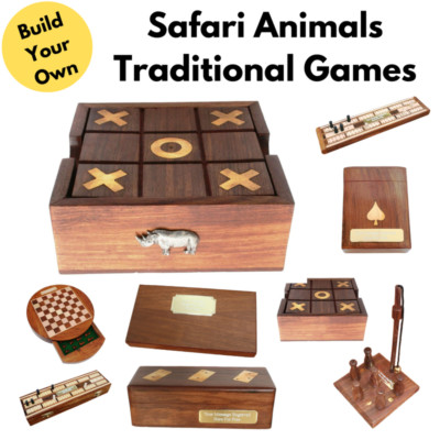 Safari Tiere traditionelle Holzspiele mit kostenloser Gravur