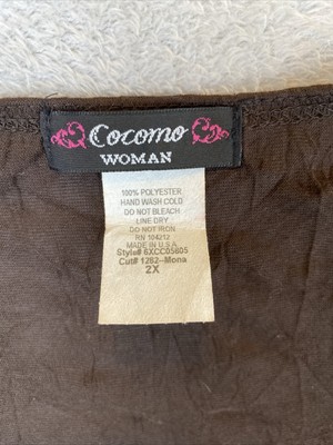 Cocomo woman Sleeveless Top Women's 2X Brown Faux Wrap USA lace beads Tunic  | eBay