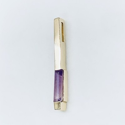 Vintage OTC 14k Yellow Gold Emerald Cut Amethyst Bar Rectangle Pendant Charm