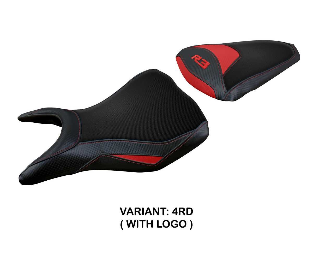 Seat saddle cover Jesolo Red RD + logo TPZ Italia for Yamaha R3 2015 > 2023