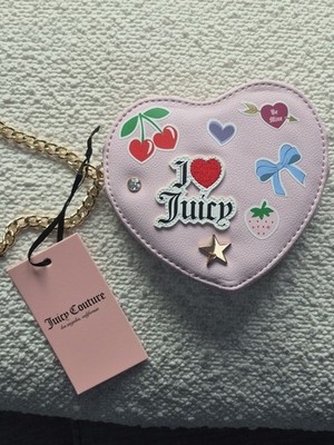 All Things Juicy Heart Zip Wristlet Chiffon Pink Faux Leather Be Mine Y2k NEW