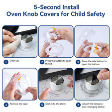 Stove Knob Safety Covers, 5Pcs Fits 90 Oven/Stove 5 Heat Alert Stickers Oven...