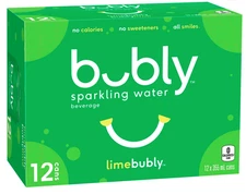 Bubly Sparkling Water Lime Sparkling Water Beverage, 12 Pack Prepared in Canada 