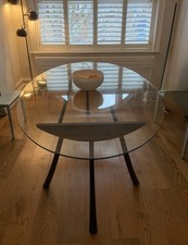 Habitat Oval Glass Top Dining Table Clear/Black 200 x 100cm Indoor
