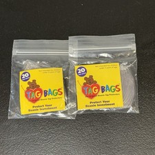 40pc Tag Bags Tag Protectors for Beanie Babies Clear Plastic NEW