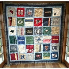 Pottery Barn PB Teen NFL Football NFC Team Logos F/Q Quilt Comforter Bedding