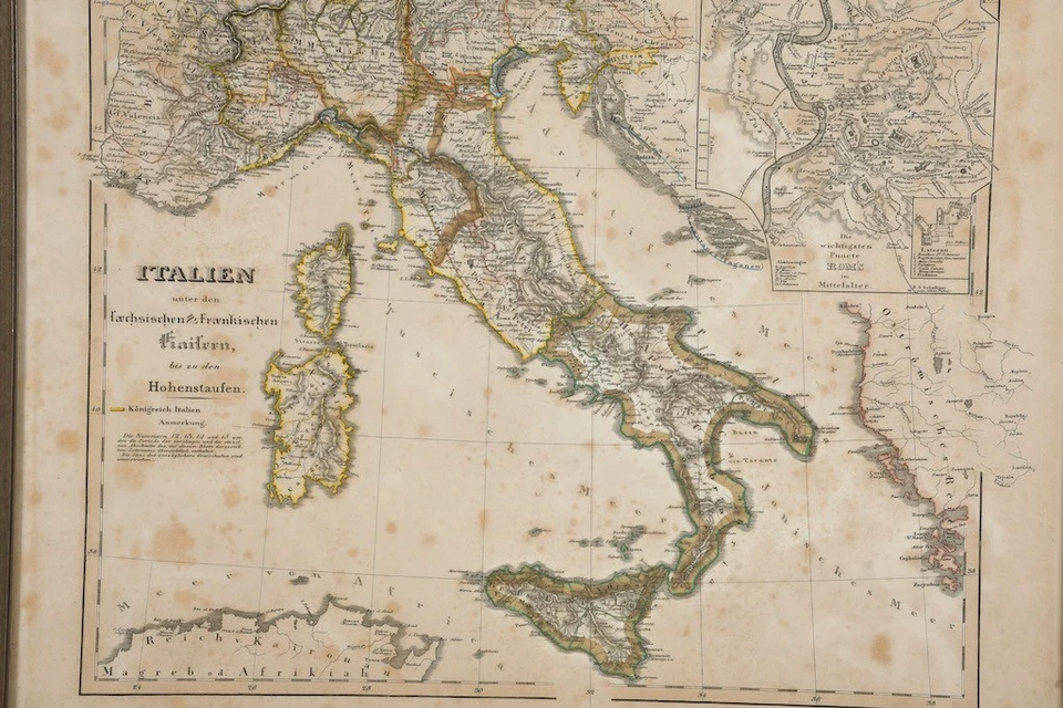 Q32R27- Kolorierter Kupferstich Italien unter sächsischen & fränkischen Kaisern - Bild 2 von 4