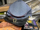 CIVIL WAR  CONFEDERATE CS GREY WOOL ARTILLERY KEPI BUMMER FIELD CAP-LARGE