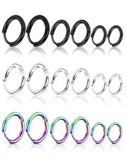 9 Pairs 316L Surgical Stainless Steel Small Hoop Earrings 8mm 10mm 12mm Hypoa...