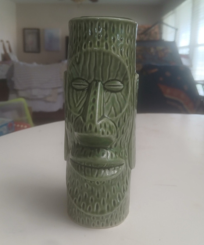 Green Ceramic Hawaiian Tiki Mug Cup HUKILAU