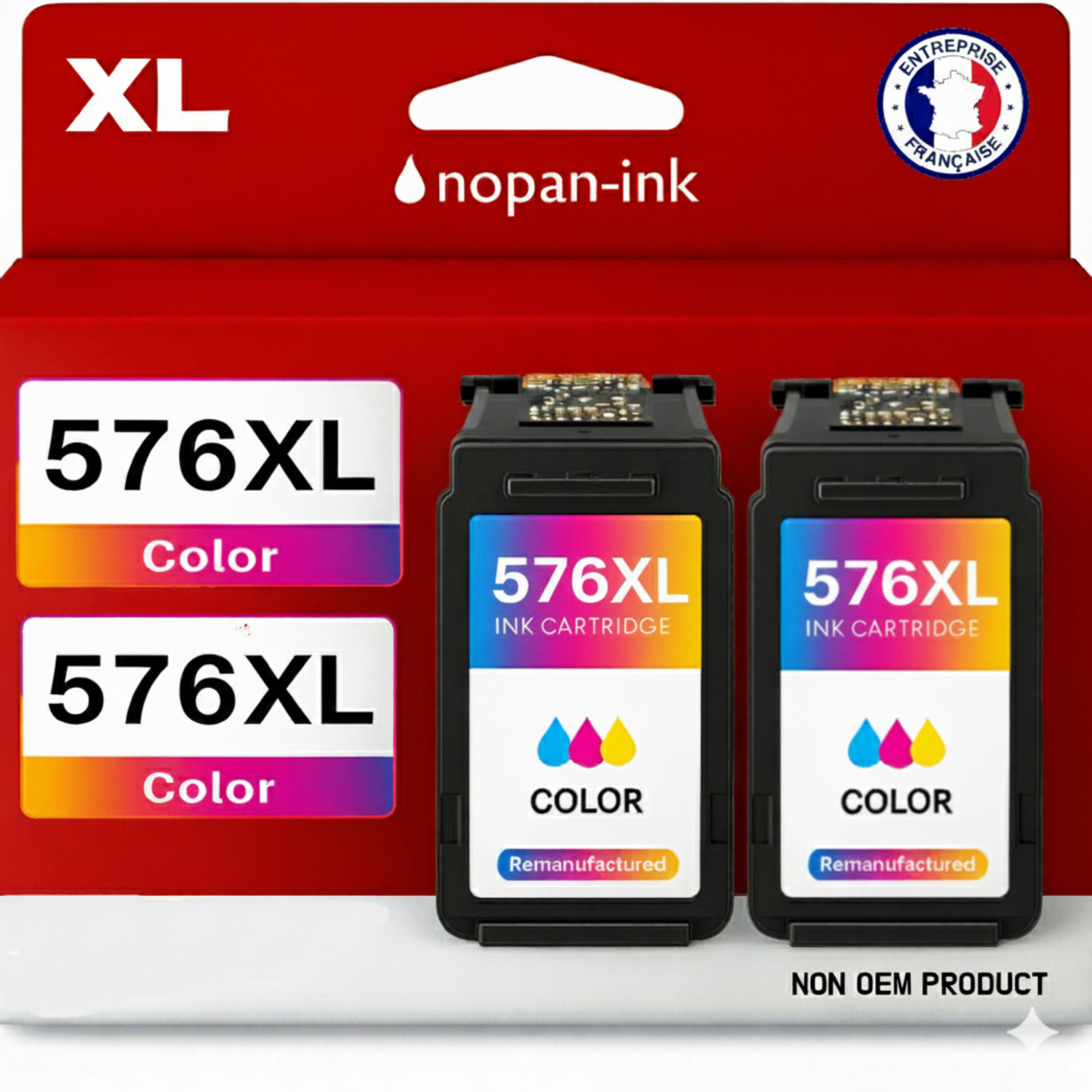 Cartouches Canon CL576XL couleur pack de 2 Nopan-ink pour imprimantes jet d'encre