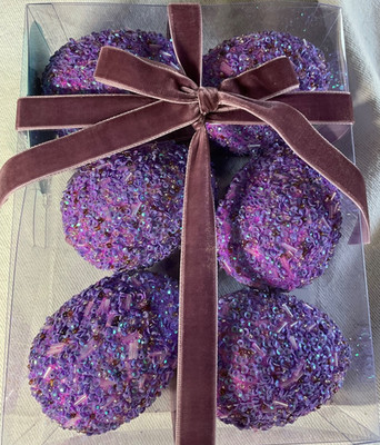 Martha Stewart Beaded Easter Eggs (6) PURPLE NIB