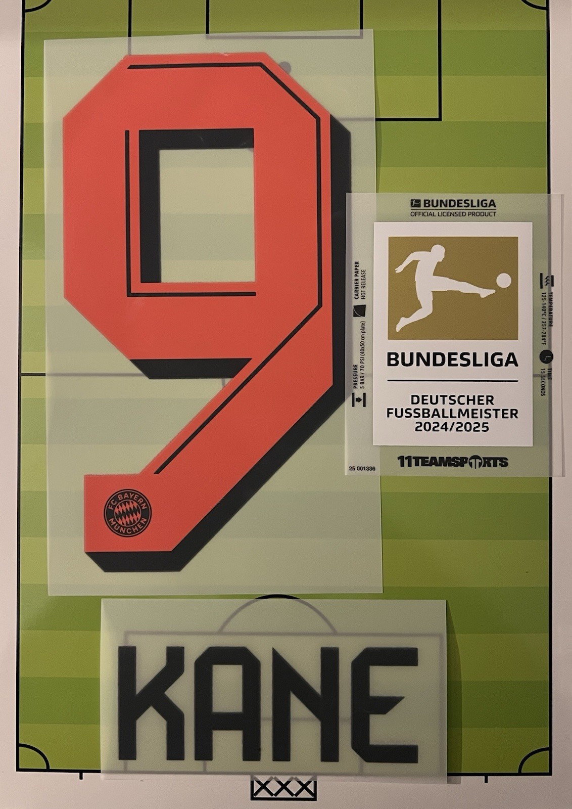 Flocage KANE #9 Away Exterieur 2025 2026 avec Badge Bundesliga pour maillot adulte noir