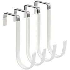 Heavy Duty Over the Door Hooks - 4 Pack, 20lbs Capacity, Rubber-Coated, White