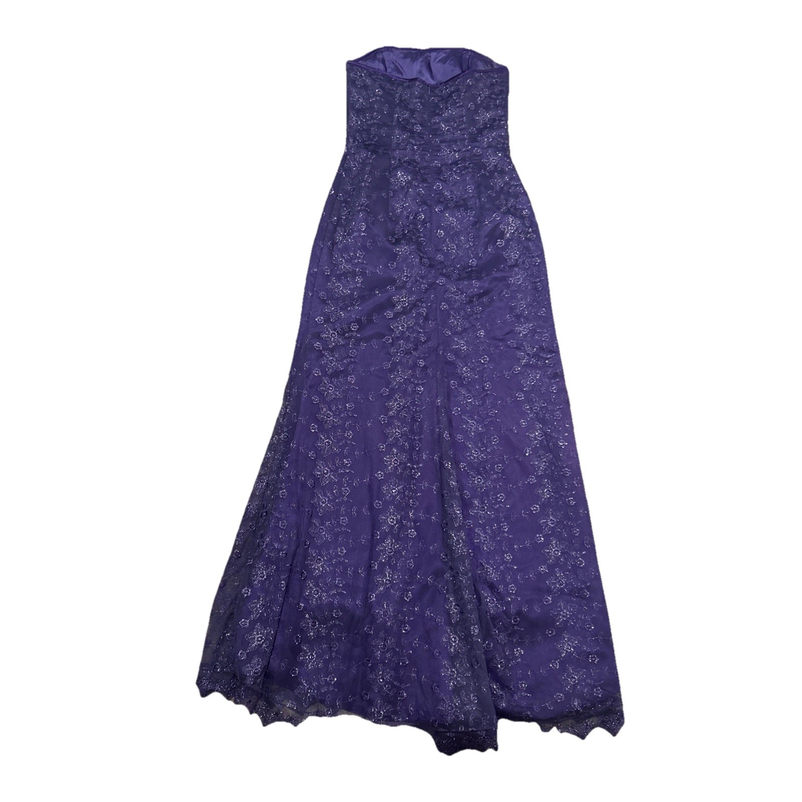 Jessica McClintock for Gunne Sax Purple Shimmer Strapless Gown SZ 5 Made In USA