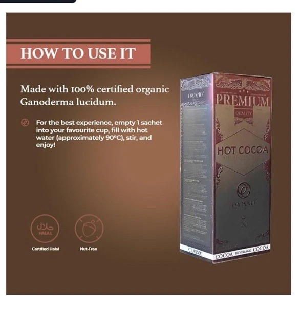 ORGANO Premium Cacao Caliente (Chocolate Caliente 15 Sobres) Foto 4 de 4