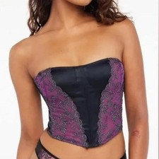 Savage X Fenty Gilded Chains Embroidered Mesh Bustier Shape-wear Size L