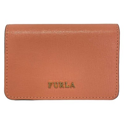 FURLA Pink Leather Business Card Holder