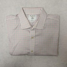 TM Lewin Shirt Mens 17.5 34/35 White Slim Check Point Collar Dress Long Sleeve