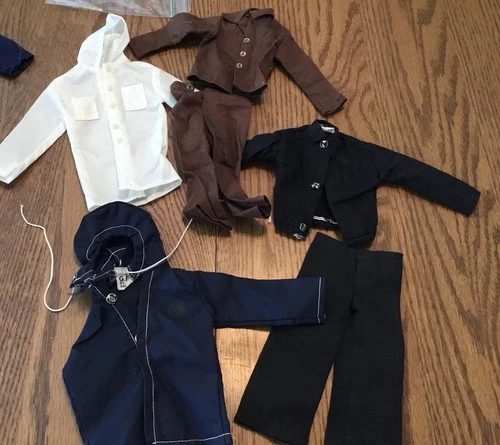 Vintage GI Joe, Clothing Lot, Brown set, Lab coat etc