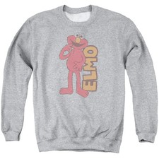 Sesame Street Vintage Elmo Mens Crewneck Sweatshirt Athletic Heather Officially