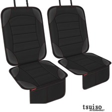 Universal Car Seat Cover Protector - 2 Pack Waterproof Non-Slip, Black Leather
