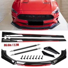 For Ford Mustang Universal Front Bumper Lip Spoiler Splitter Side Skirt Glossy