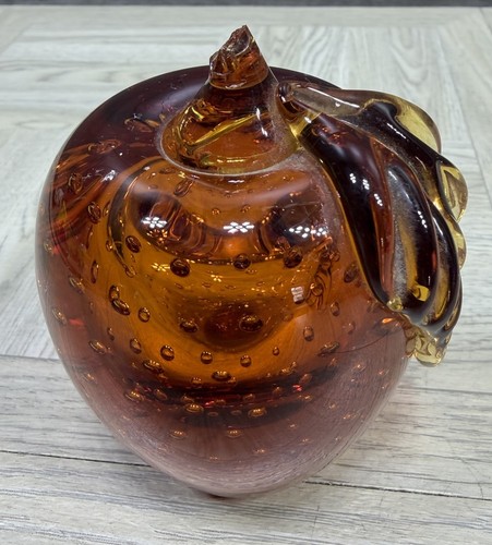 BROKEN STEM Tiffen Art Glass Amber Brown Paperweight