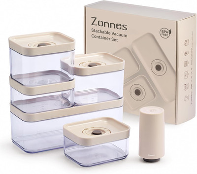 5Pcs Vacuum Containers for Food Storage with Compact Vacuum Sealer