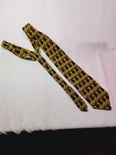 Gilda's Club Men's Silk Tie Geometric Abstract Yellow Green Pattern Made in USA